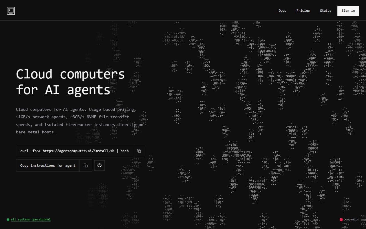 Agent Computer - Persistent cloud computers for agent code execution, remote workflows, and long-running automation.