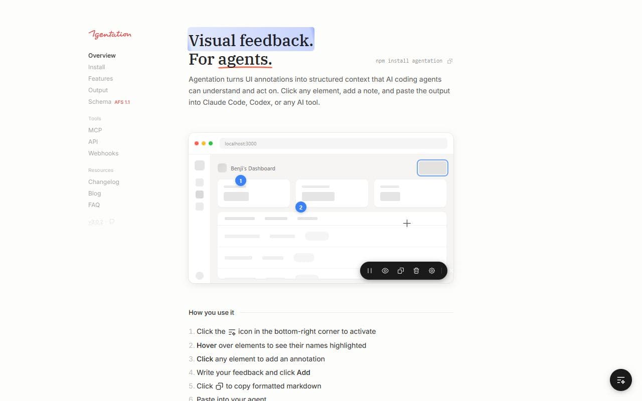 Agentation - Visual UI annotation and structured feedback tool for AI coding agents.
