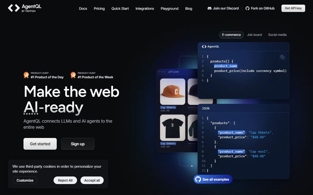 AgentQL - AI web automation and data extraction platform that connects agents to web pages through structured
