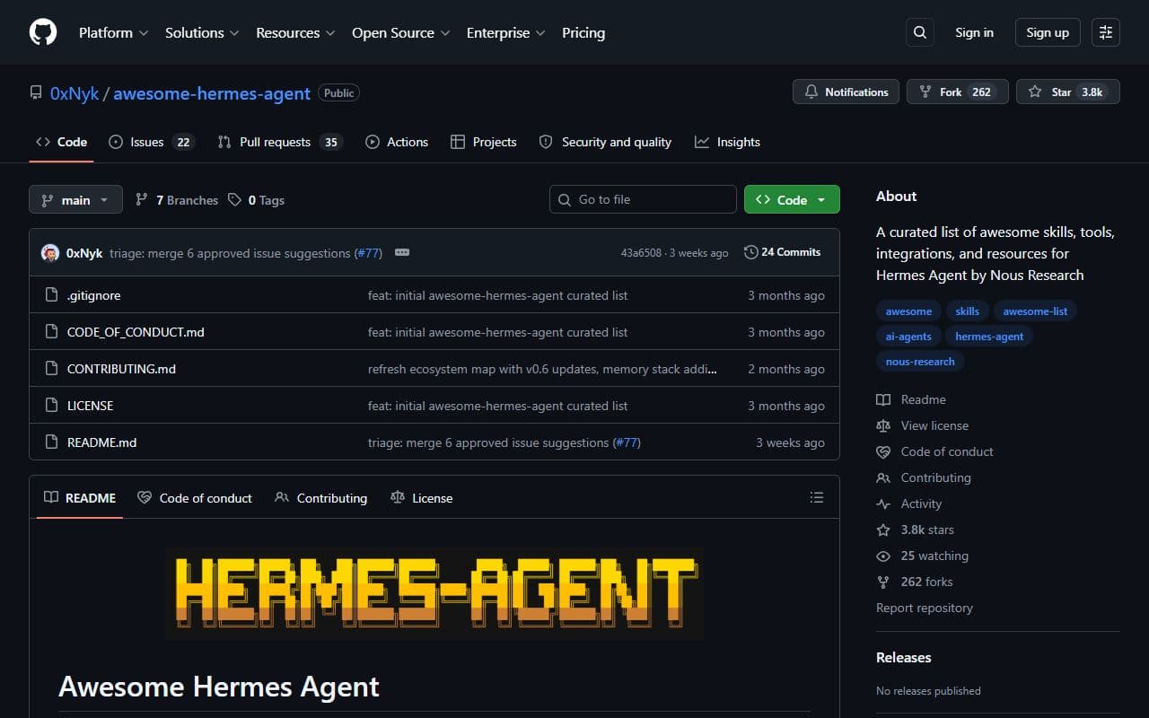 Awesome Hermes Agent - Community-curated list of Hermes Agent tools, skills, tutorials, and ecosystem projects.