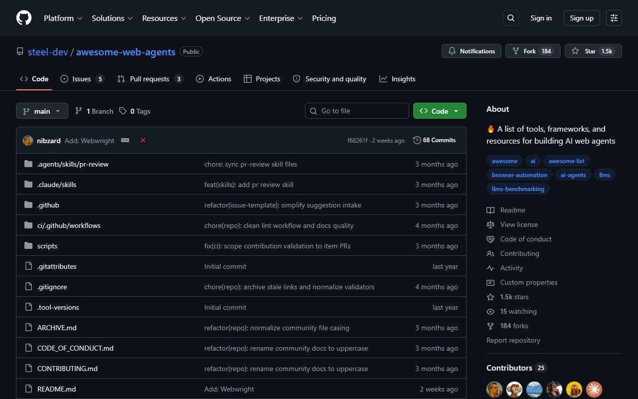 Awesome Web Agents - Curated list focused on web agents, browser automation frameworks, and web-control infrastructure fo