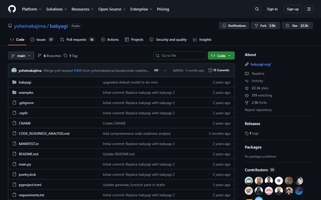 BabyAGI - Open-source autonomous task management and agent experimentation project focused on task creation an