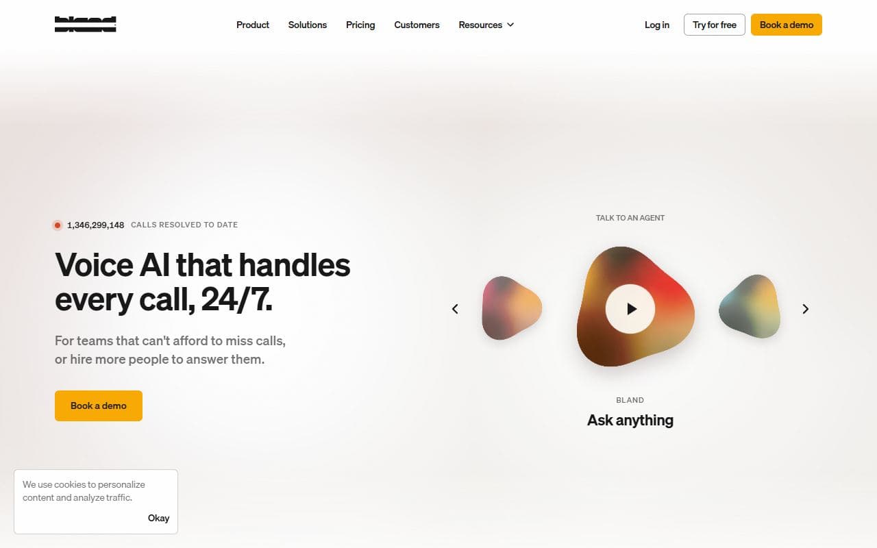 Bland AI - Enterprise voice AI platform for building, running, and monitoring phone agents that handle real cus