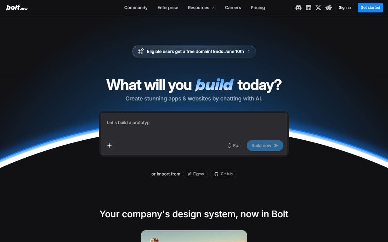 Bolt - AI-powered app builder for creating websites, web apps, and mobile app prototypes directly in the br