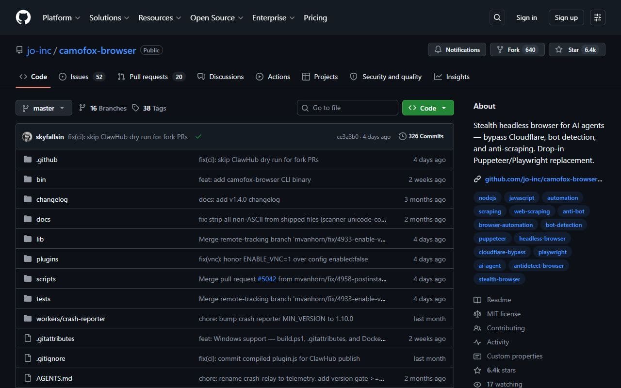 Camofox Browser - Browser backend for stealthier automated browsing and web interaction workflows.