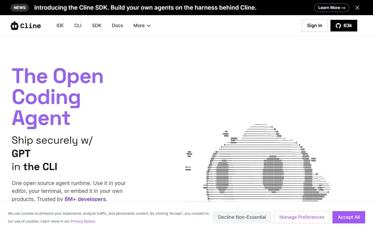 Cline - Open-source autonomous coding agent for VS Code that edits files, runs commands, and uses a browser