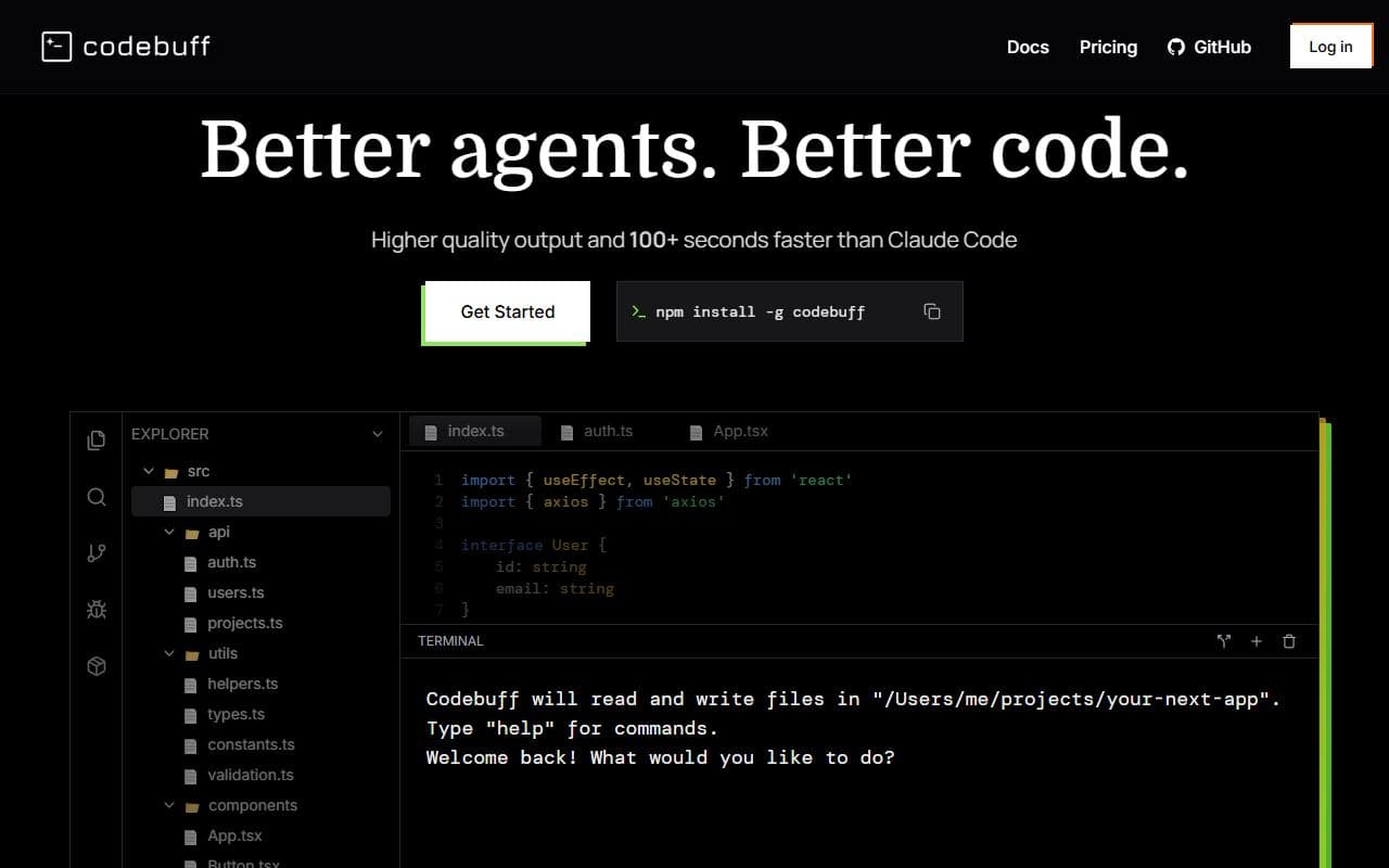 Codebuff - Terminal-native AI coding agent that understands codebases and makes style-consistent edits from nat