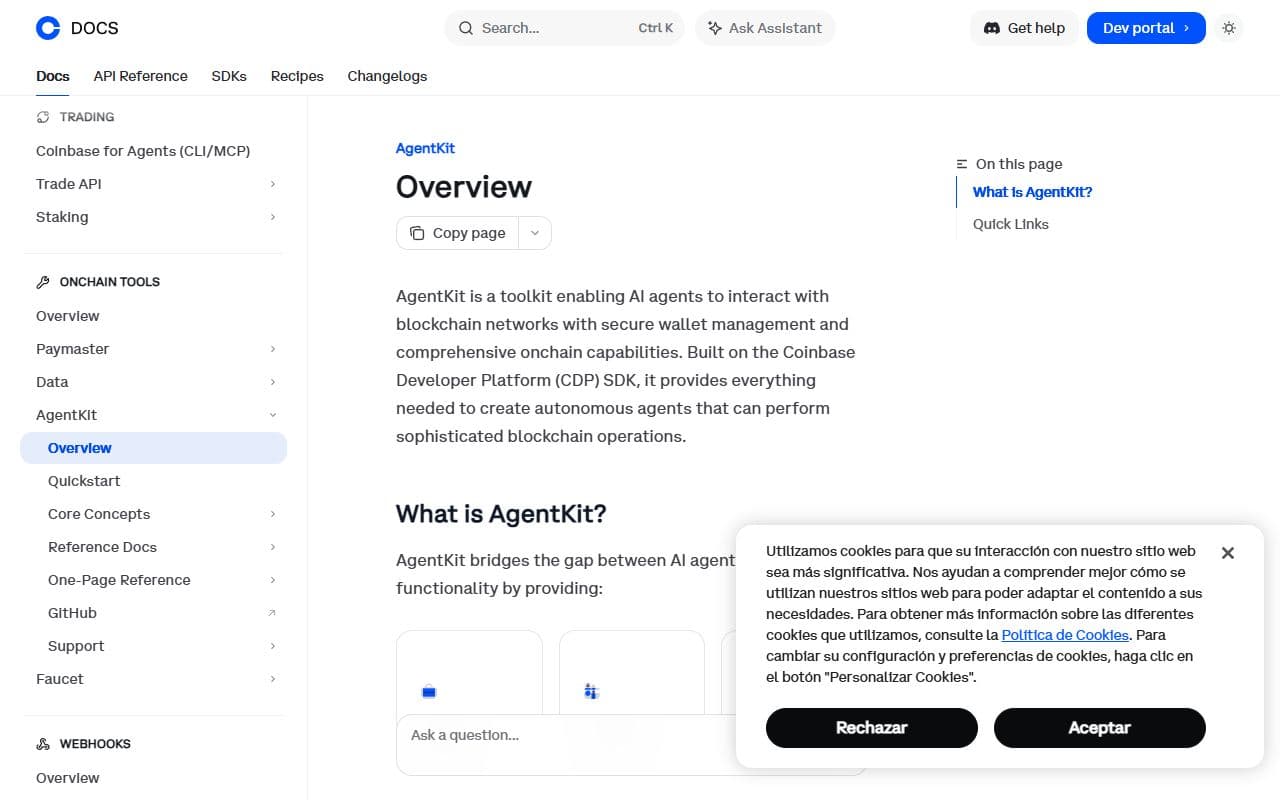 Coinbase AgentKit - Coinbase developer toolkit for giving AI agents crypto wallets, onchain actions, and blockchain paym