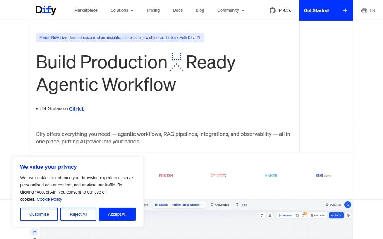 Dify - Open-source platform for building, deploying, and operating LLM applications and agent workflows.