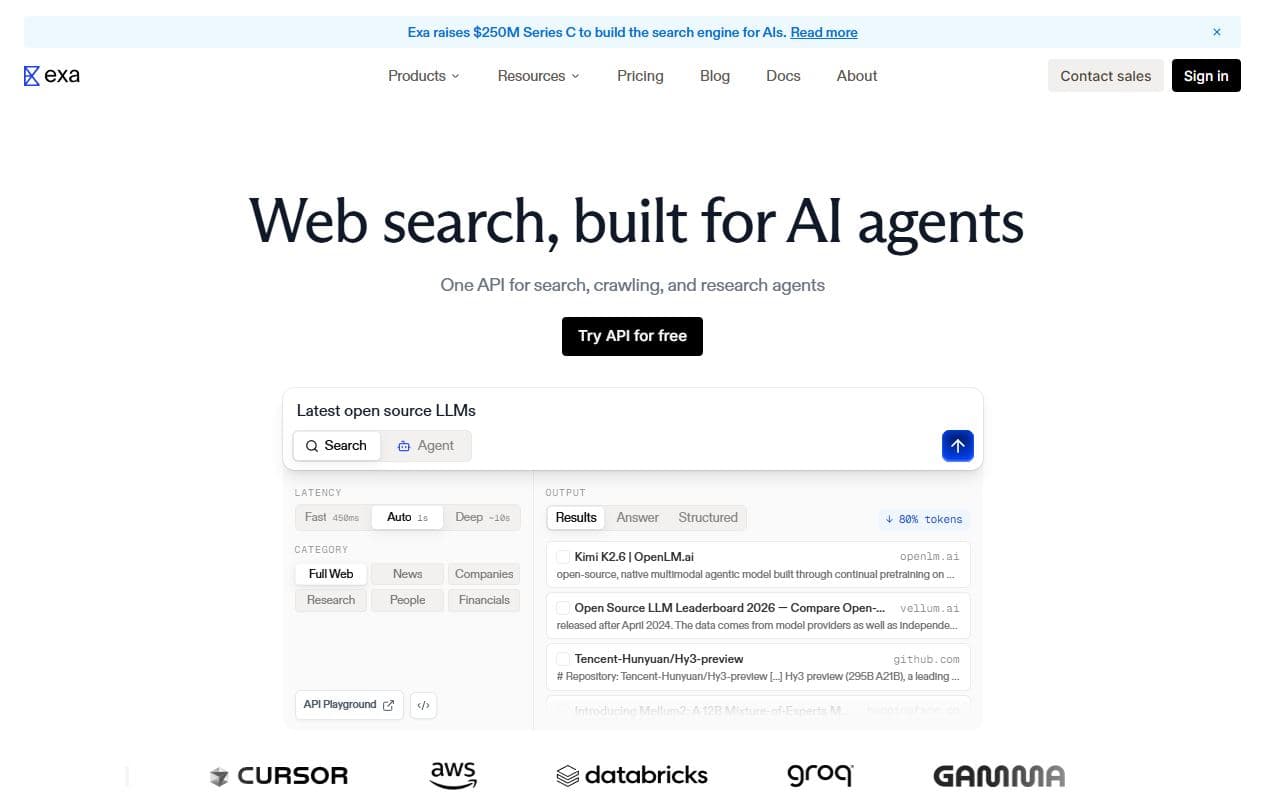 Exa - Search engine and web search API built for AI systems, agents, research workflows, and retrieval-pow