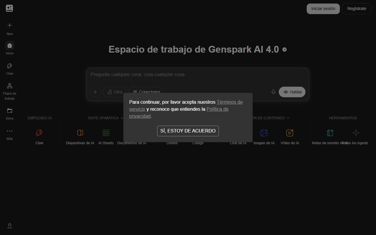 Genspark - AI agent workspace for research, content generation, slides, calls, pages, and multi-step assistant
