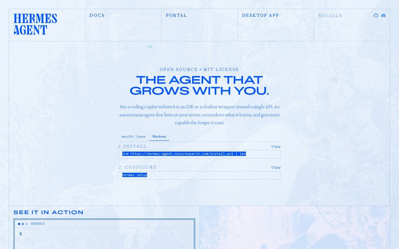 Hermes Agent - Open-source autonomous agent platform from Nous Research with memory, skills, subagents, terminal to