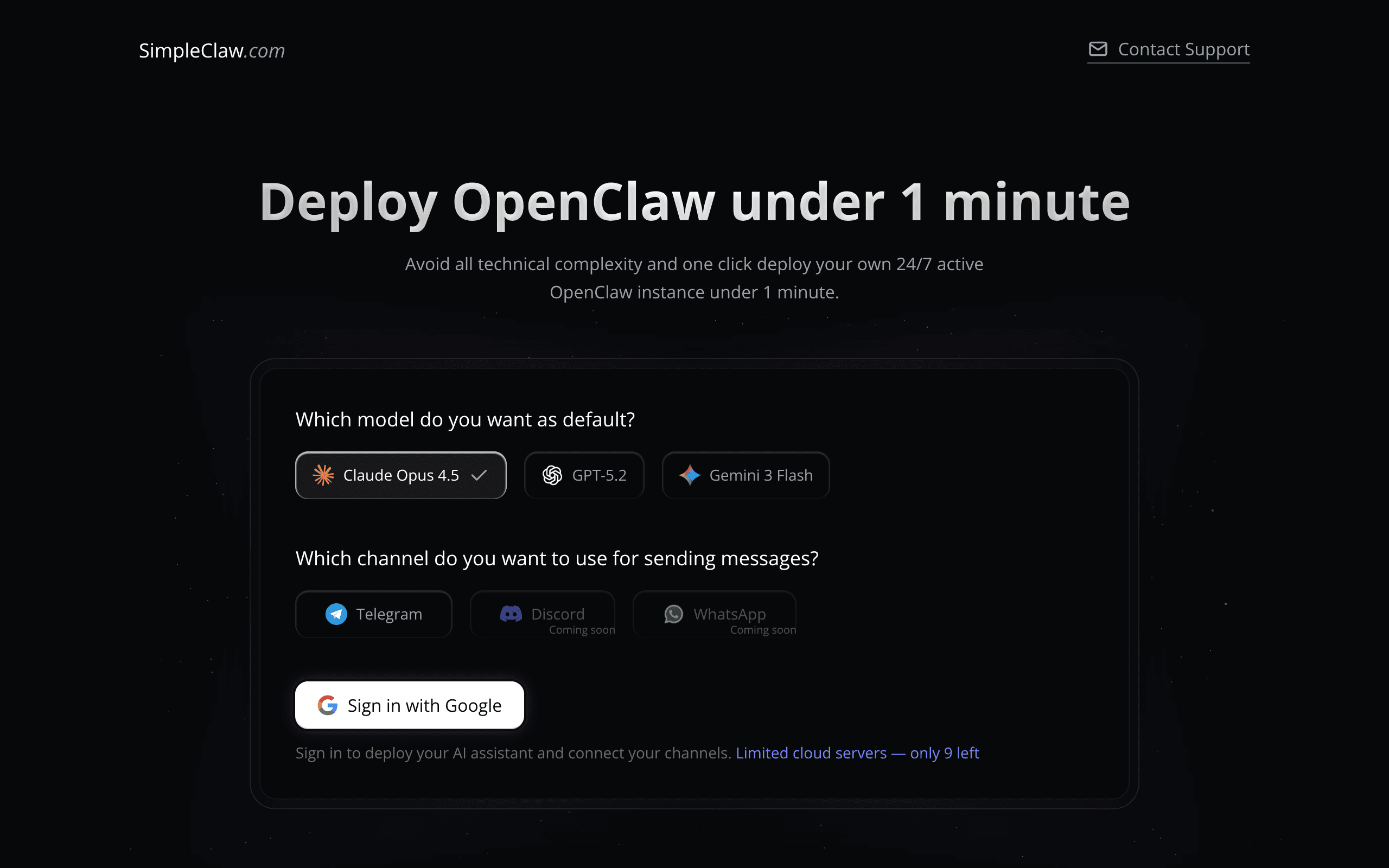 Screenshot of SimpleClaw - PRODUCTIVITY tool built with OpenClaw