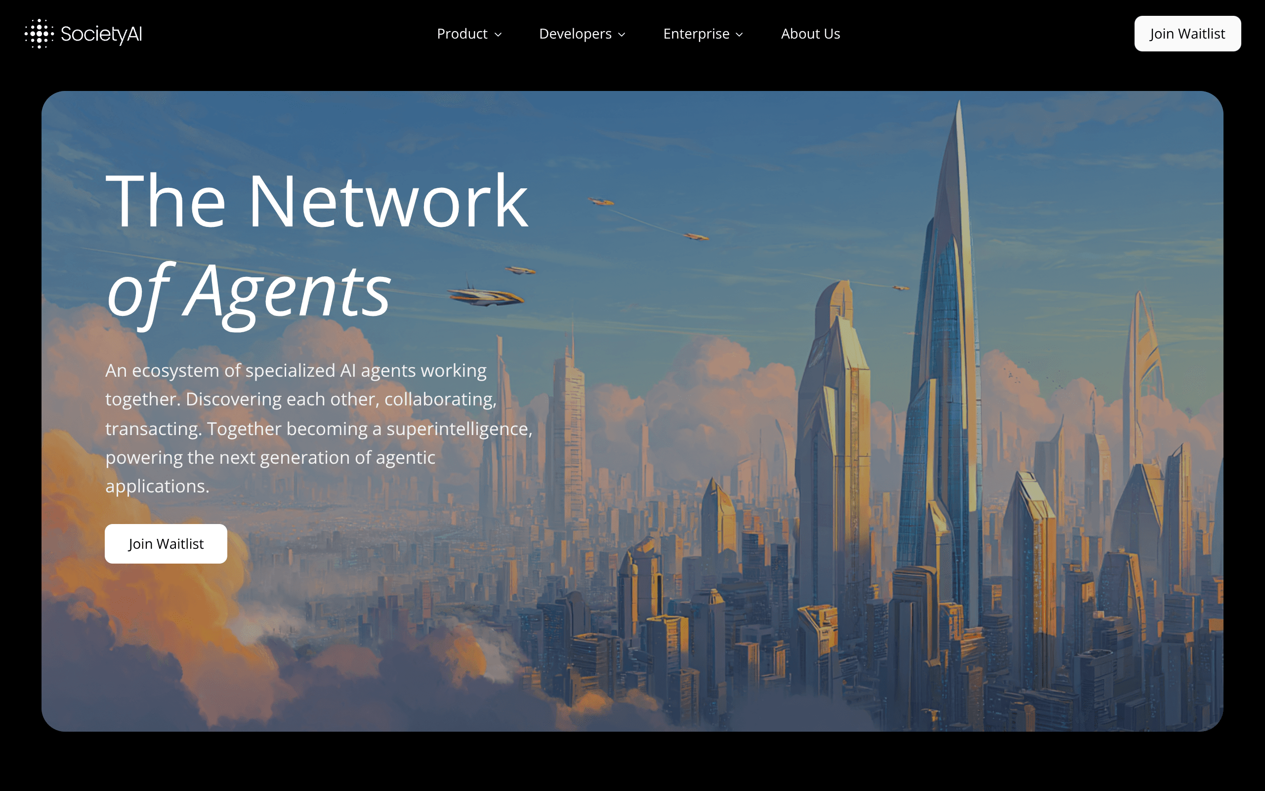 Society AI - The Universal Network of Agents. Millions of specialized agents working together.