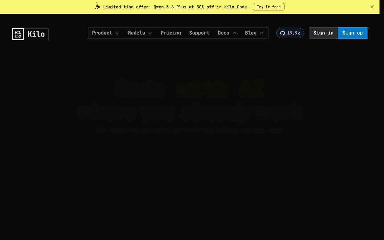Kilo Code - Open-source AI coding agent for VS Code, JetBrains, and CLI with many models, specialized modes, and