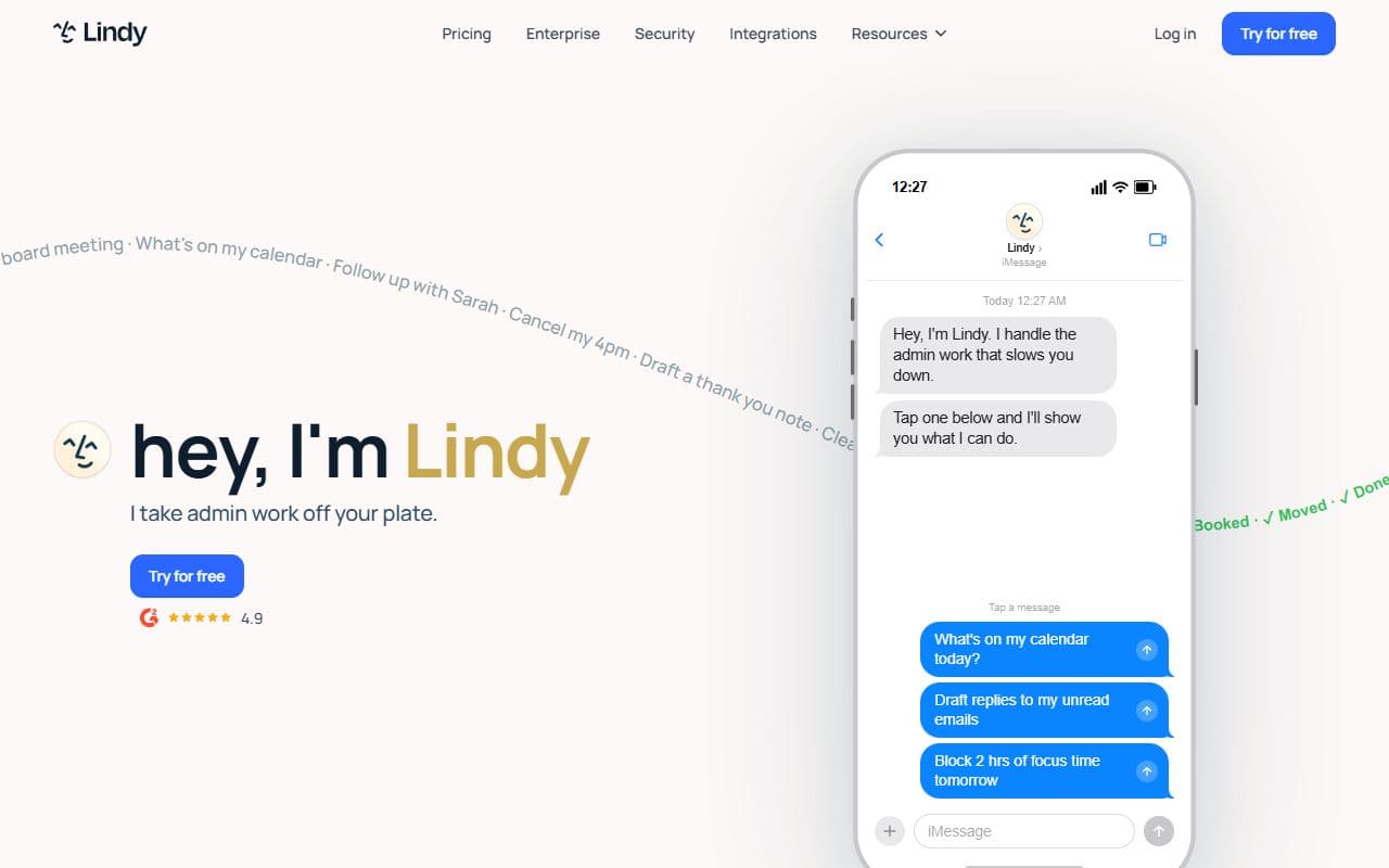 Lindy - No-code AI agent platform for building AI employees that automate sales, support, operations, inboxe