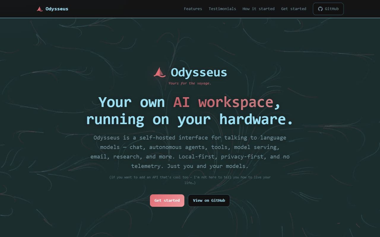 Odysseus - Self-hosted AI workspace for chat, autonomous agents, deep research, email, documents, and privacy-f