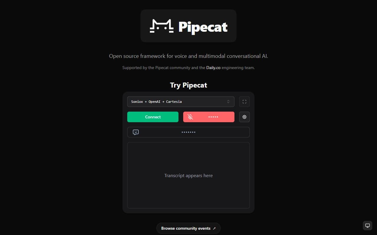 Pipecat - Open-source framework and ecosystem for building voice, video, and multimodal AI agents.