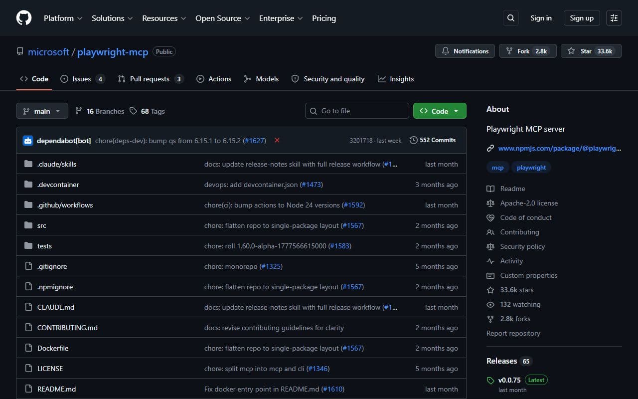 Playwright MCP - Official Microsoft Playwright MCP server that gives AI agents browser automation through accessibili