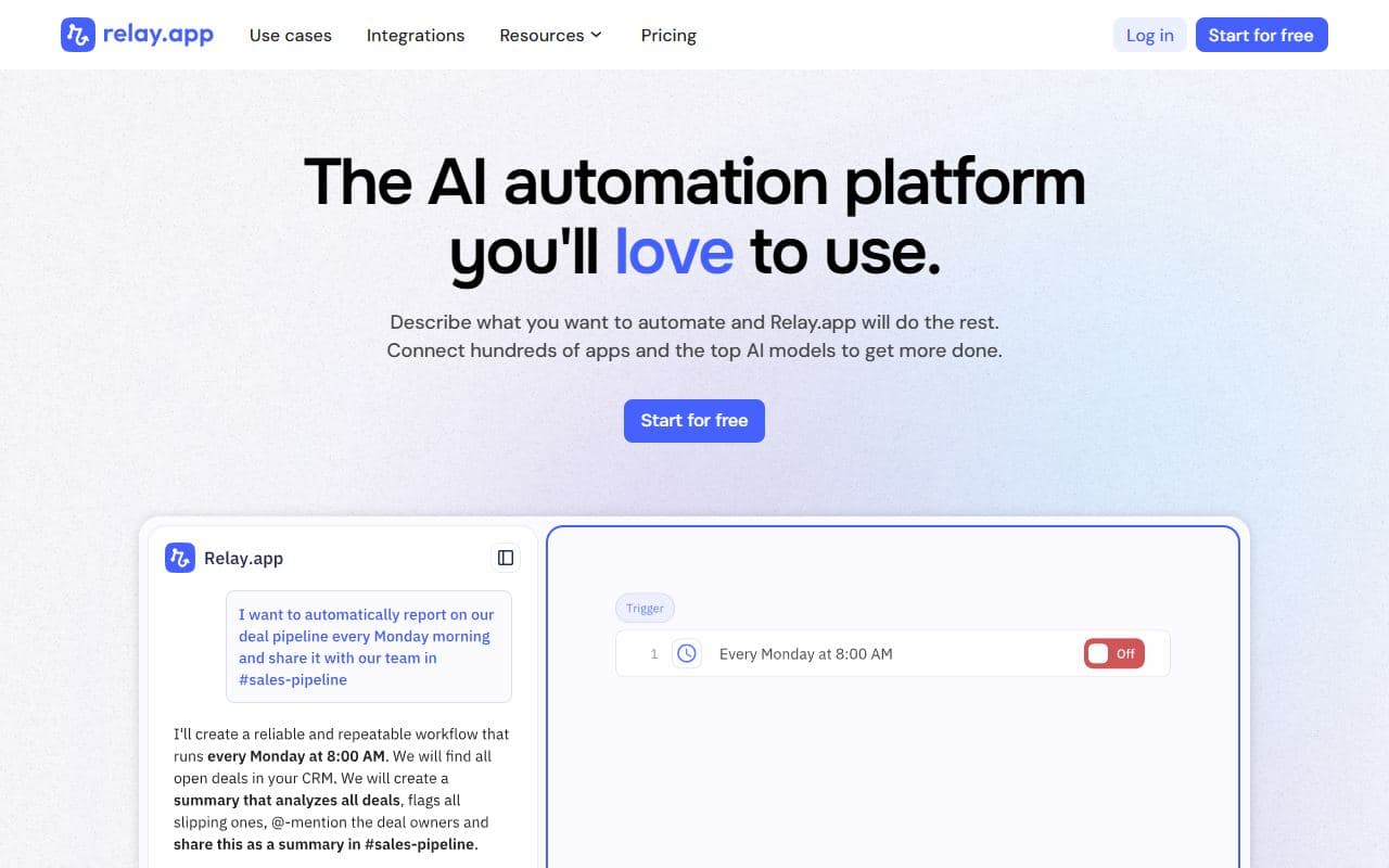 Relay.app - Workflow automation platform for building AI-assisted business processes with humans, apps, and cond