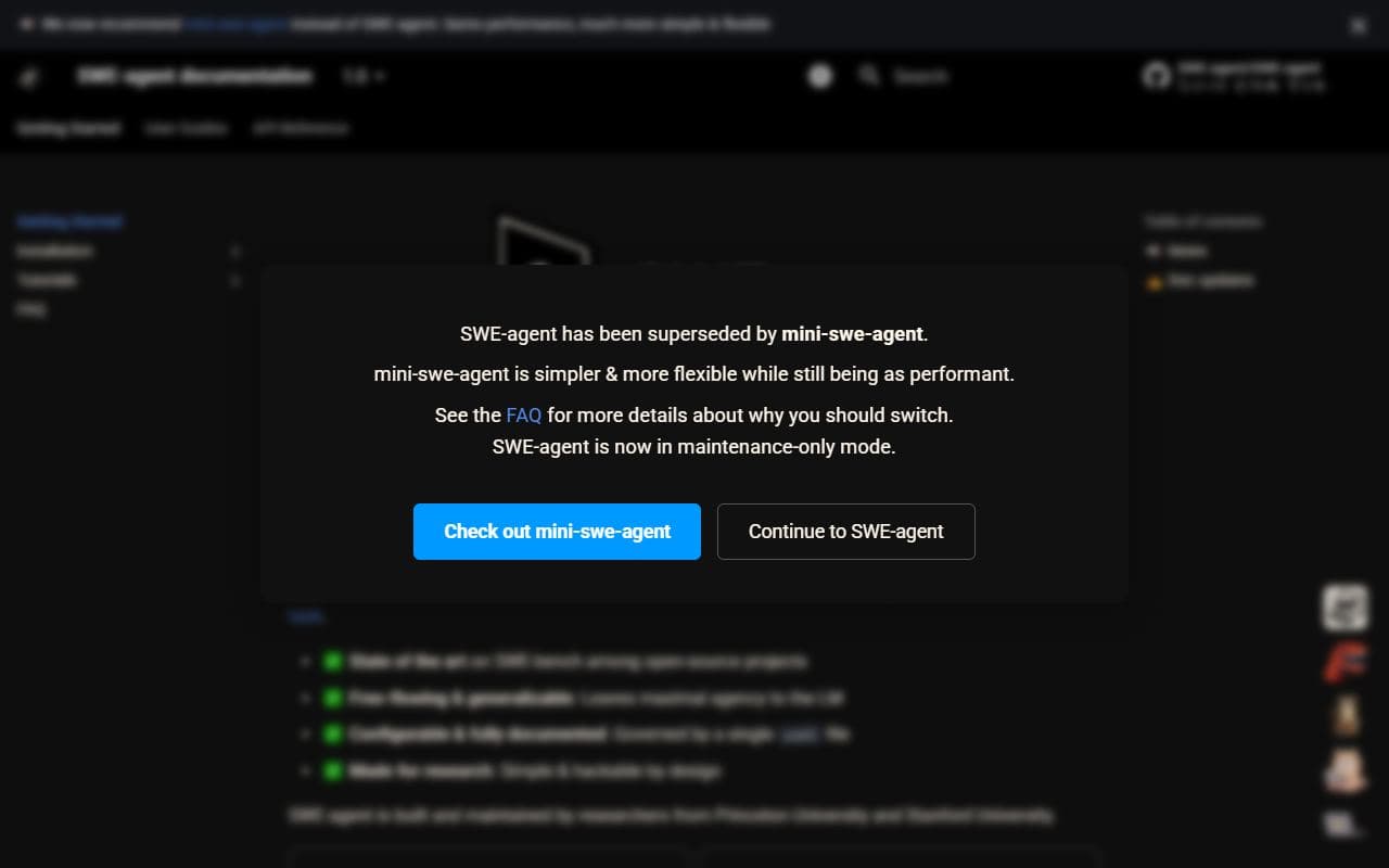 SWE-agent - Autonomous coding agent that takes GitHub issues and attempts software fixes using language models.