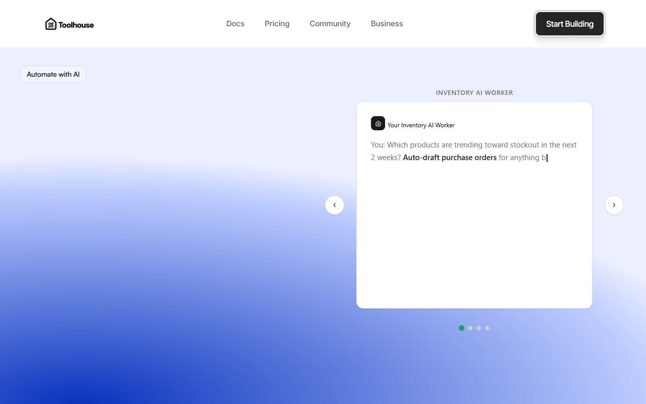 Toolhouse - Backend-as-a-service for building and managing AI agents with MCP servers, memory, RAG, tools, and c