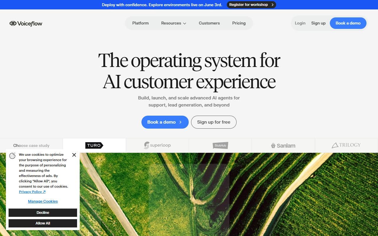 Voiceflow - Platform for designing, testing, and launching conversational AI agents and voice/chat assistants.