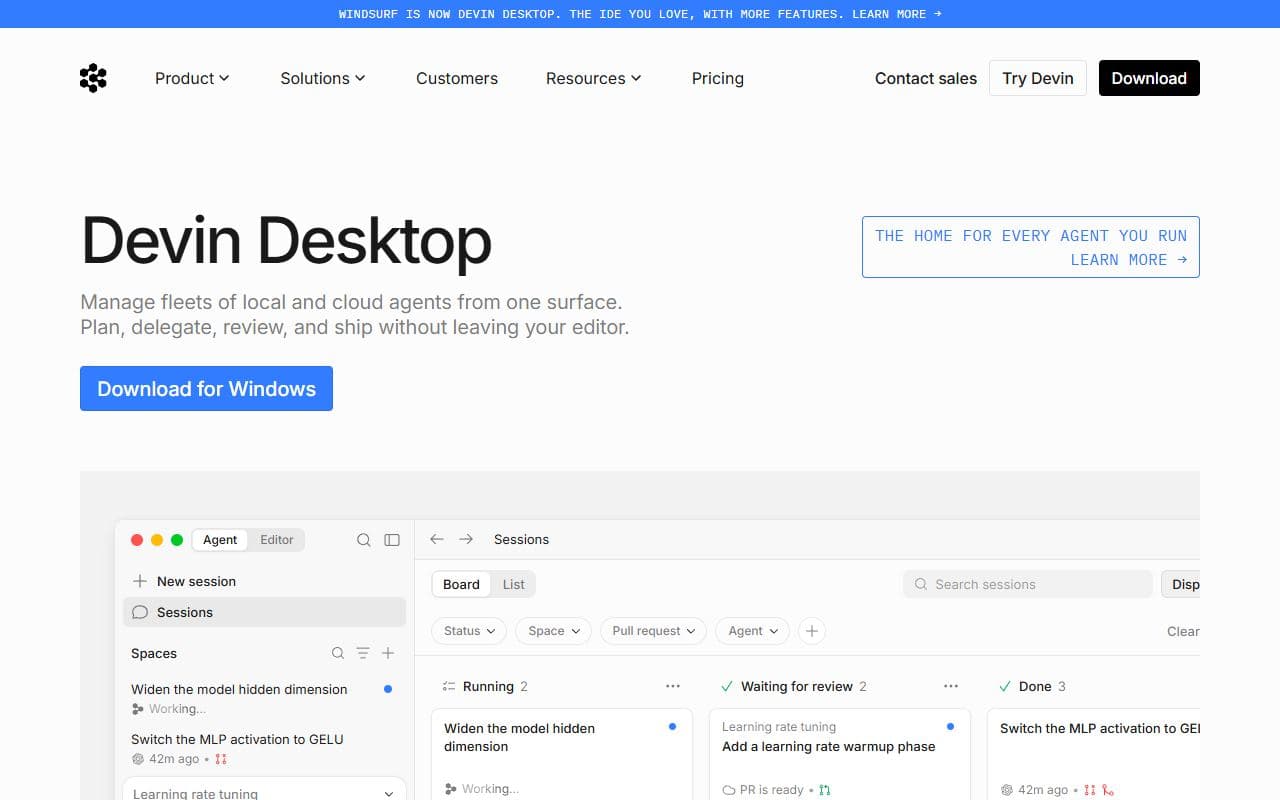 Windsurf - AI-powered IDE with Cascade agentic workflows, code review, autocomplete, command center, and cloud