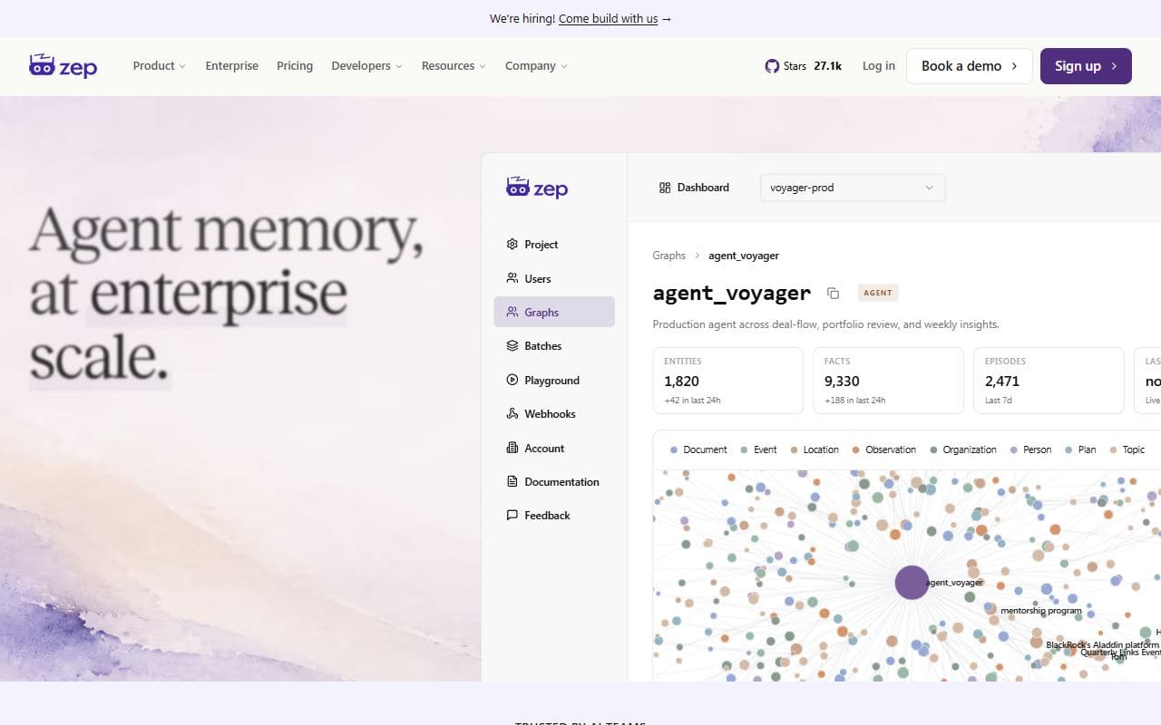 Zep - Agent memory platform using temporal context graphs to provide long-term memory and personalized con